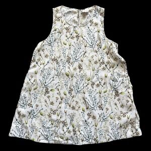 Cynthia Rowley 100% Linen Floral Shift Dress White XL Boho Cottagecore lagenlook